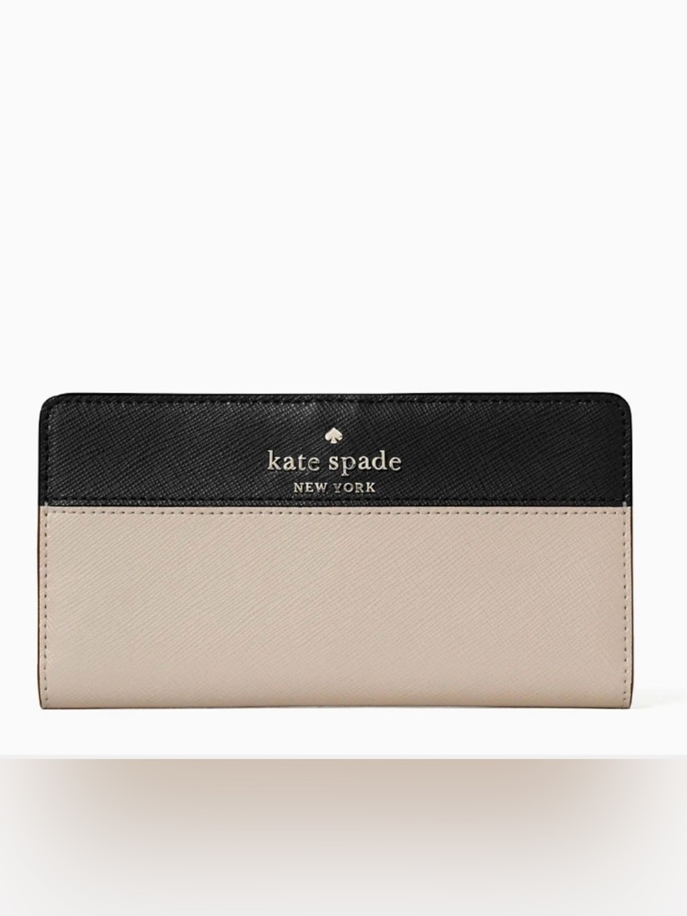 Kate Spade New York Staci Colorblock Large Slim Bifold Wallet Warm Beige/Black